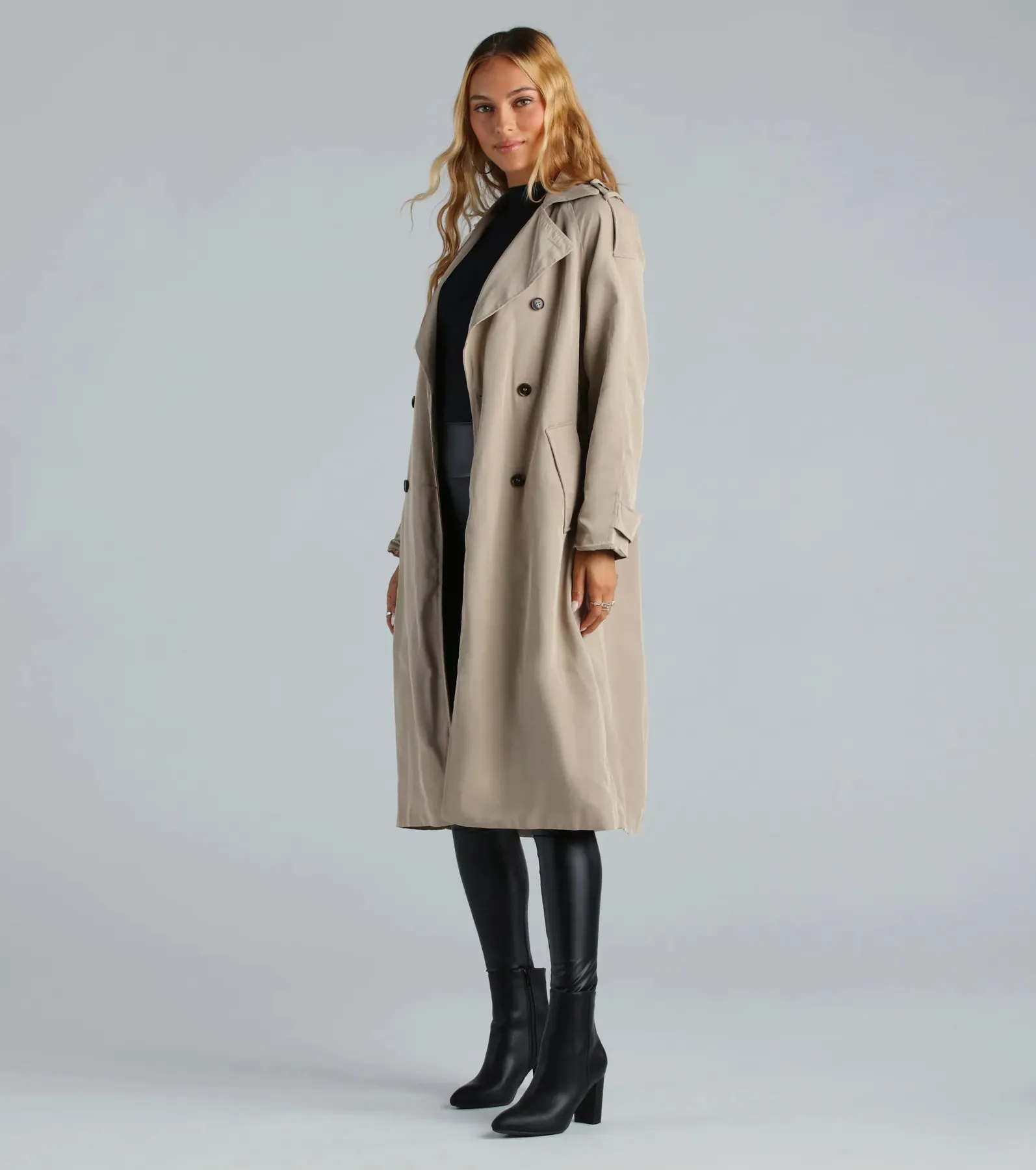 Get A Clue Double Breasted Trench Coat