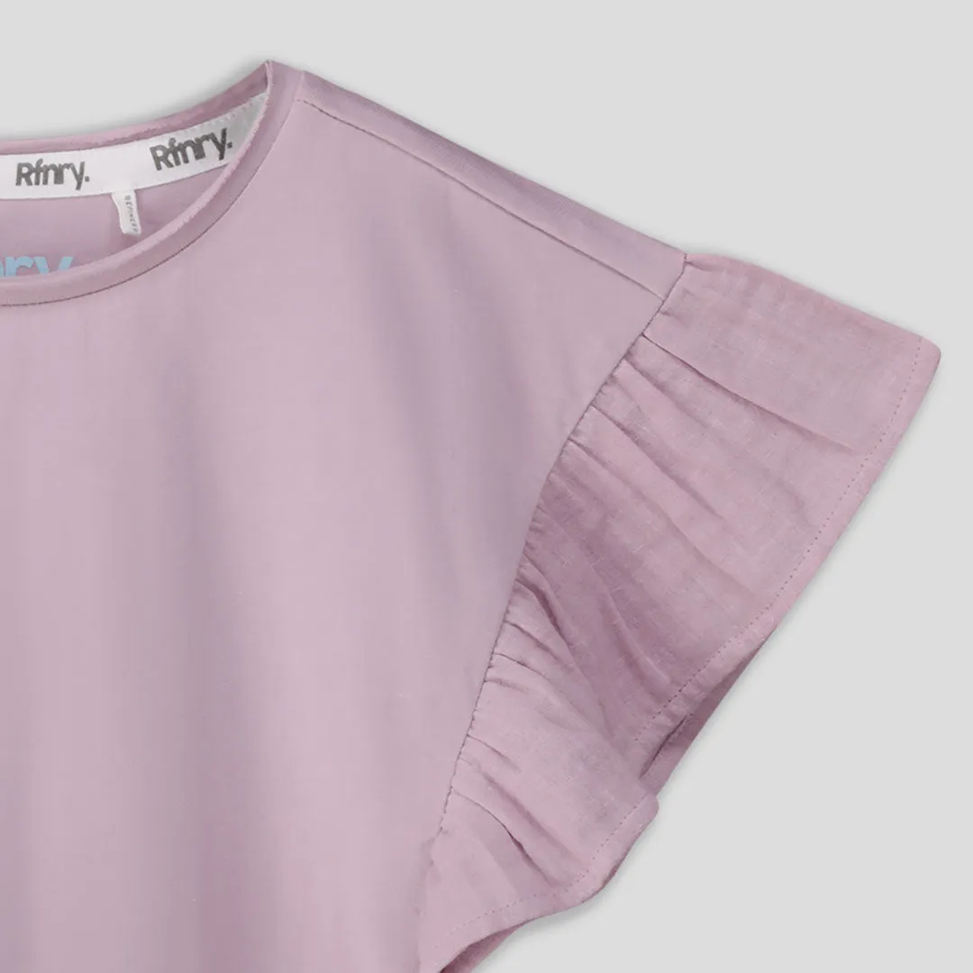 Girls Flutter Sleeve Tee _ 153606 _ Lilac