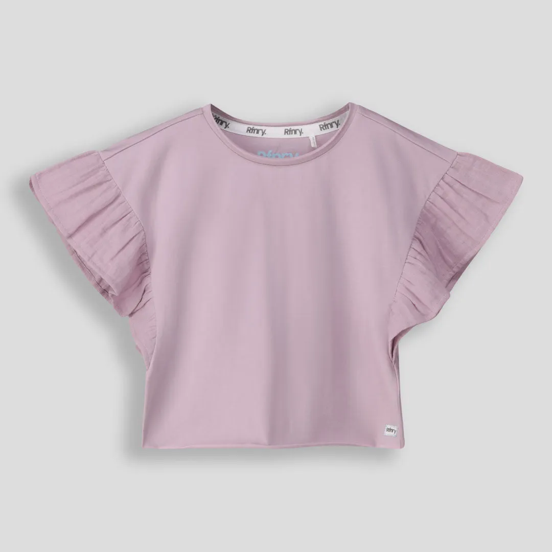 Girls Flutter Sleeve Tee _ 153606 _ Lilac
