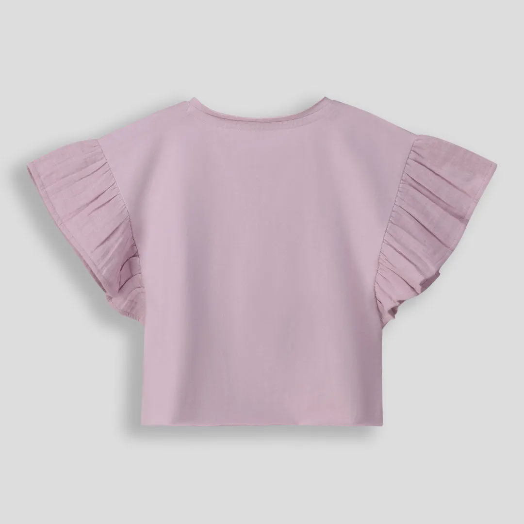 Girls Flutter Sleeve Tee _ 153606 _ Lilac