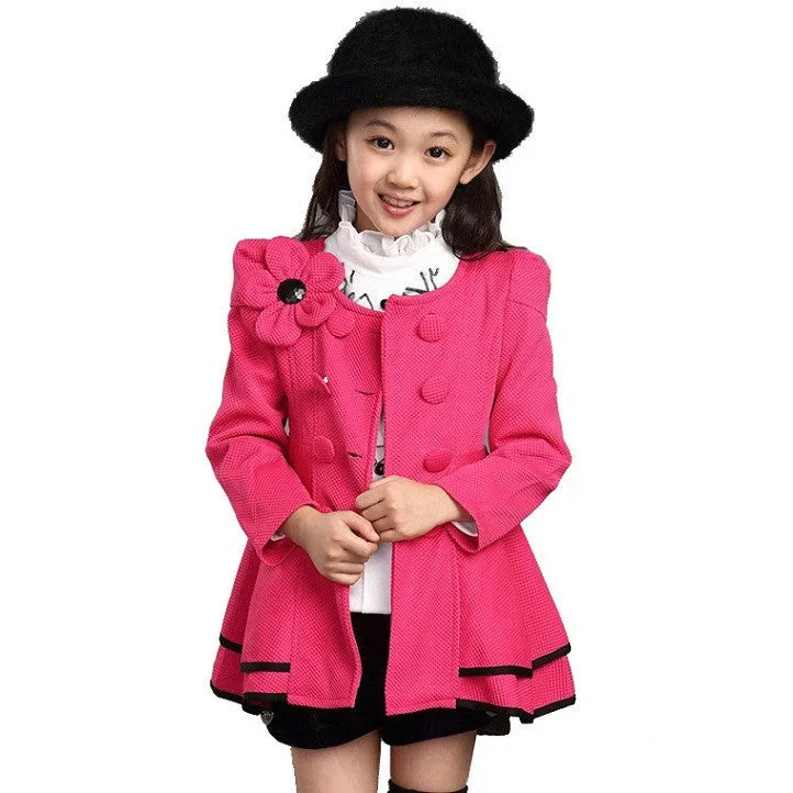 girls jacket children's clothing big kids spring & autumn child medium-long double breasted baby outerwear girl trench coat