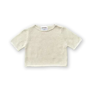 Grown Blanket Stitch Knitted Tee - Dune