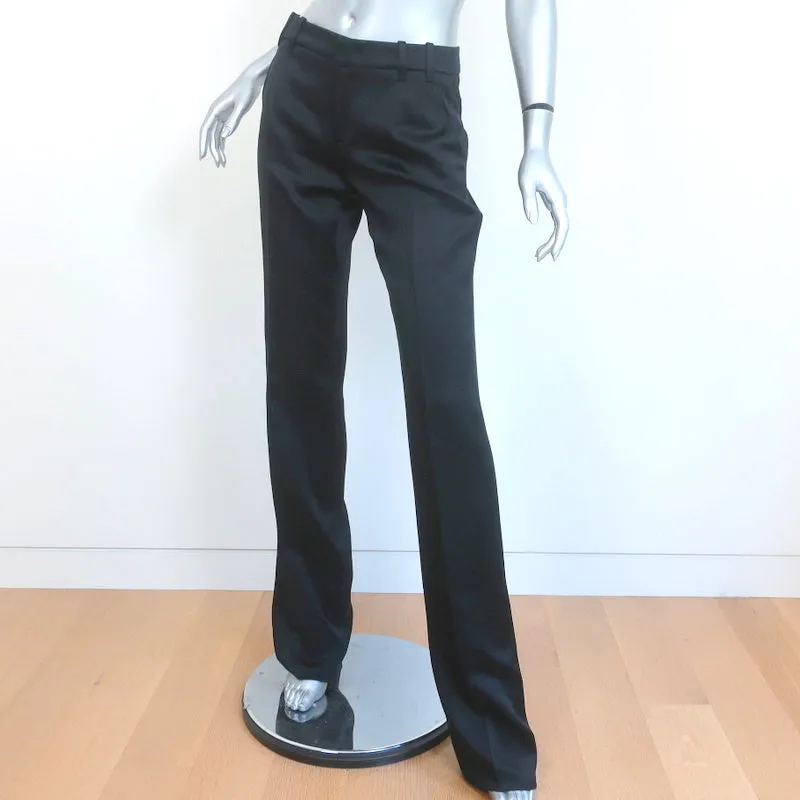 Gucci 2006 Silk Satin Trousers Black Size 40 Straight Leg Pants NEW