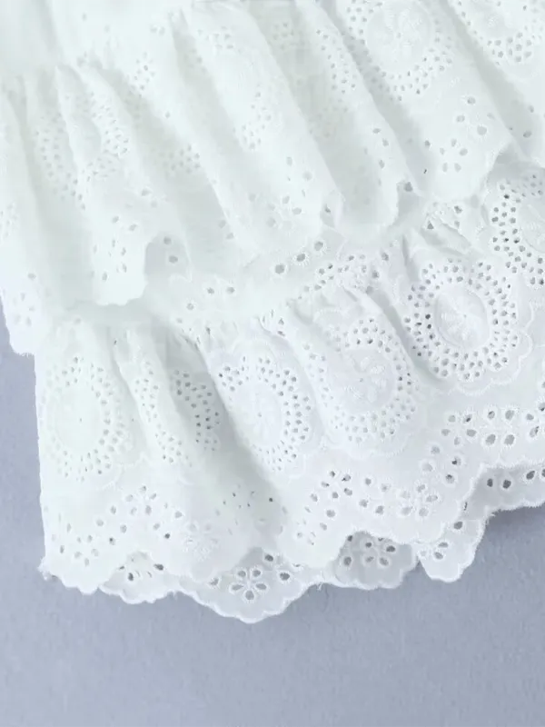GYPSY GIRL - French Lace Embroidery Elastic Waist A-Line Skirt