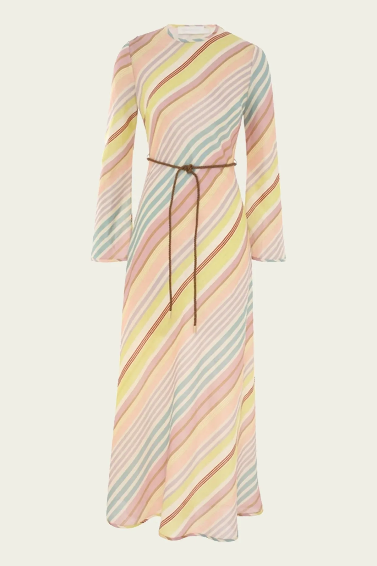Halliday Bias Long Dress in Multi Stripe