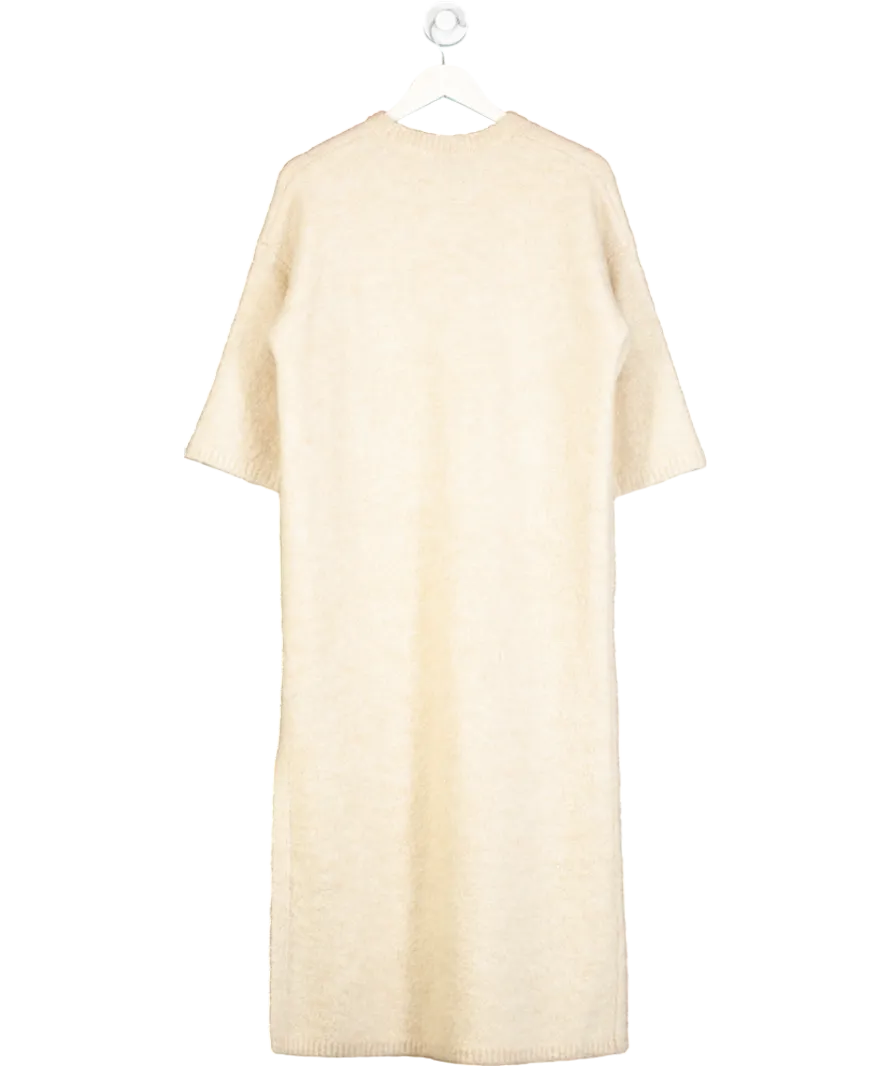 H&M Cream Boucle Knit Midi Dress UK M