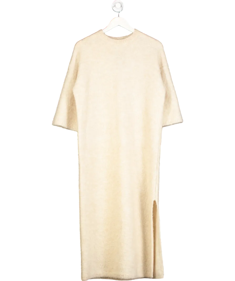 H&M Cream Boucle Knit Midi Dress UK M