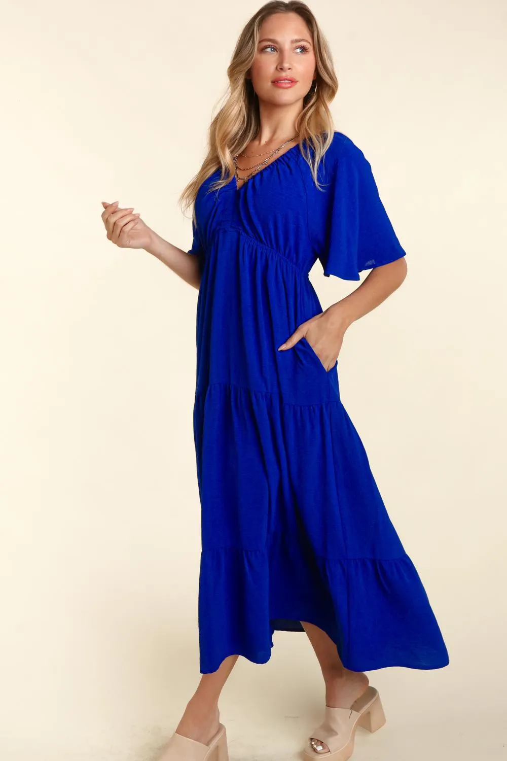 Hazel Blues® |  Haptics Tiered Babydoll Maxi Dress with Side Pocket