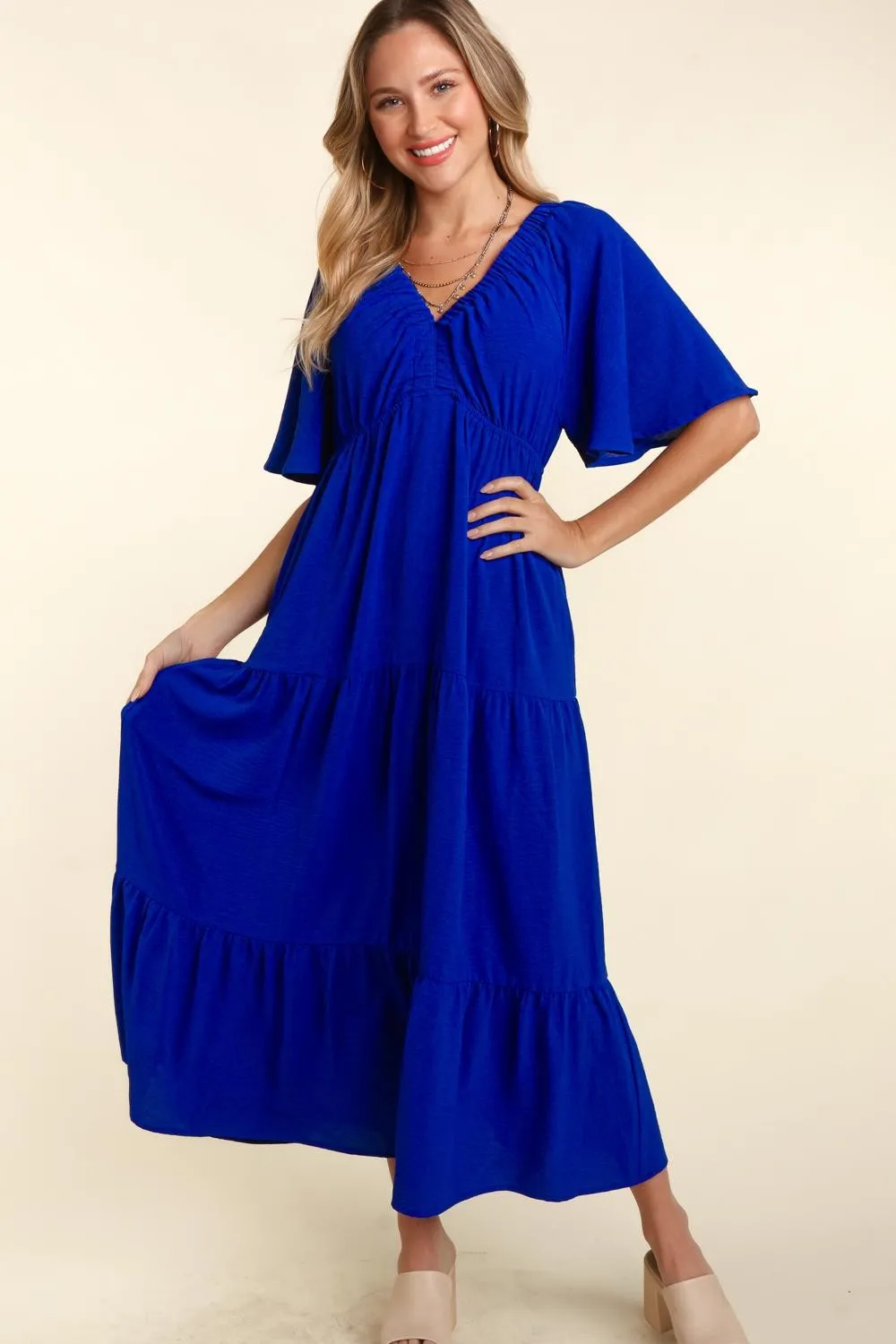 Hazel Blues® |  Haptics Tiered Babydoll Maxi Dress with Side Pocket