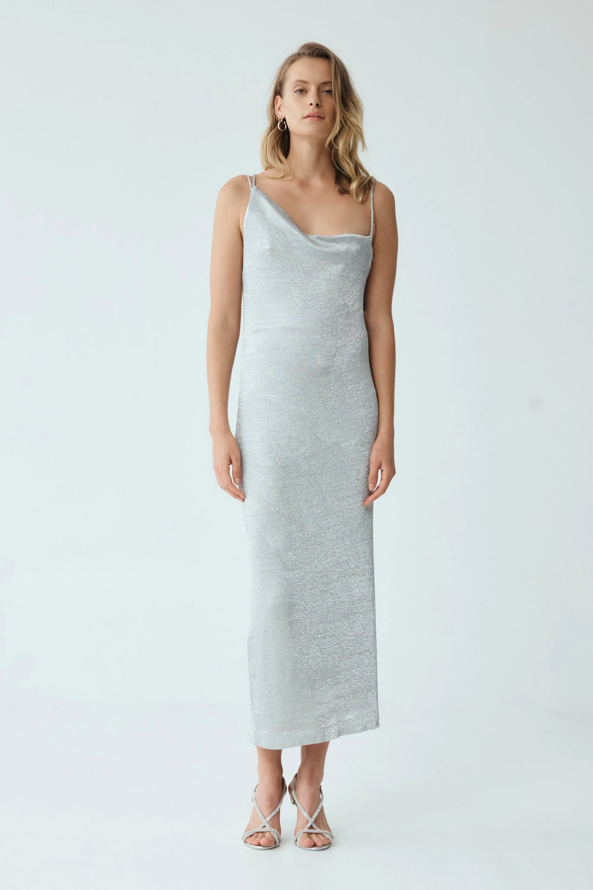 HEAVY METAL KNIT COWL SLIP | SILVER