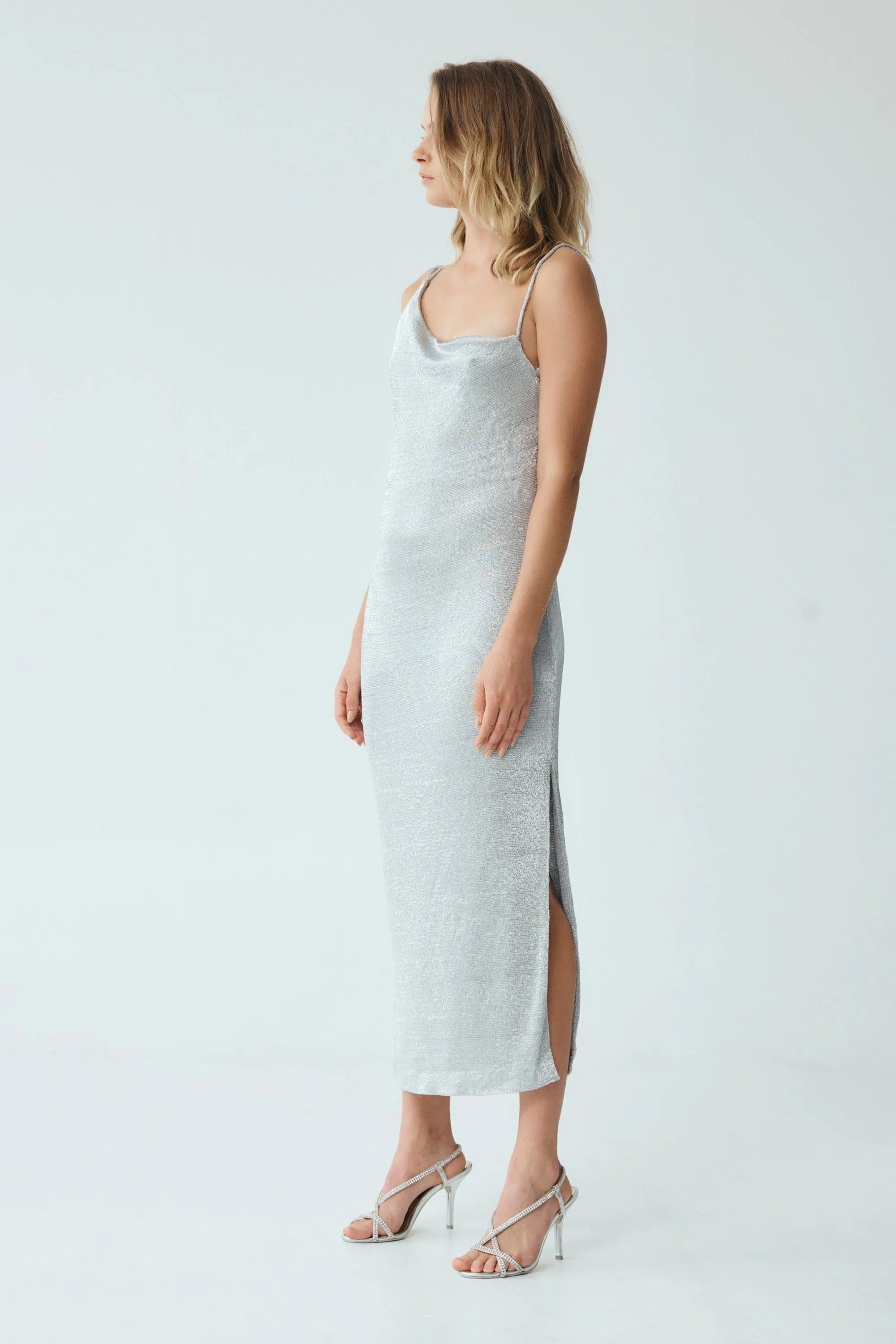HEAVY METAL KNIT COWL SLIP | SILVER