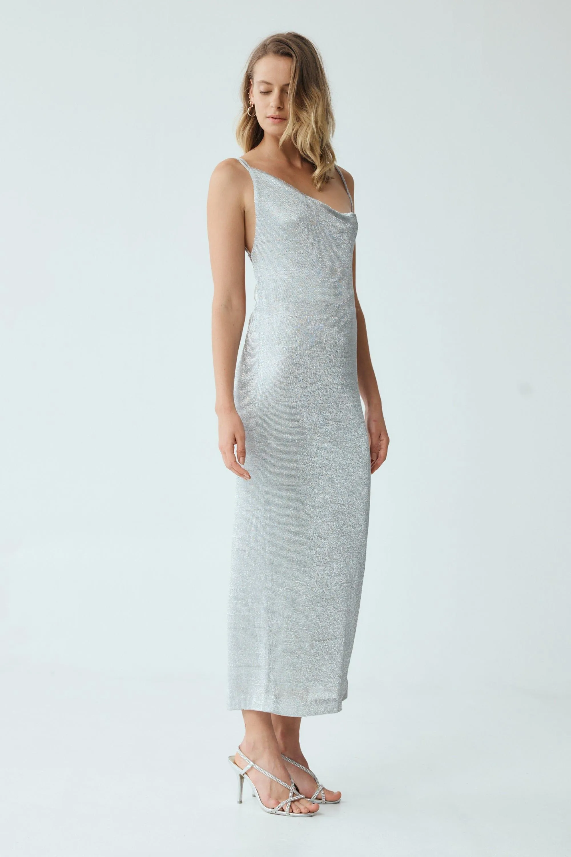 HEAVY METAL KNIT COWL SLIP | SILVER