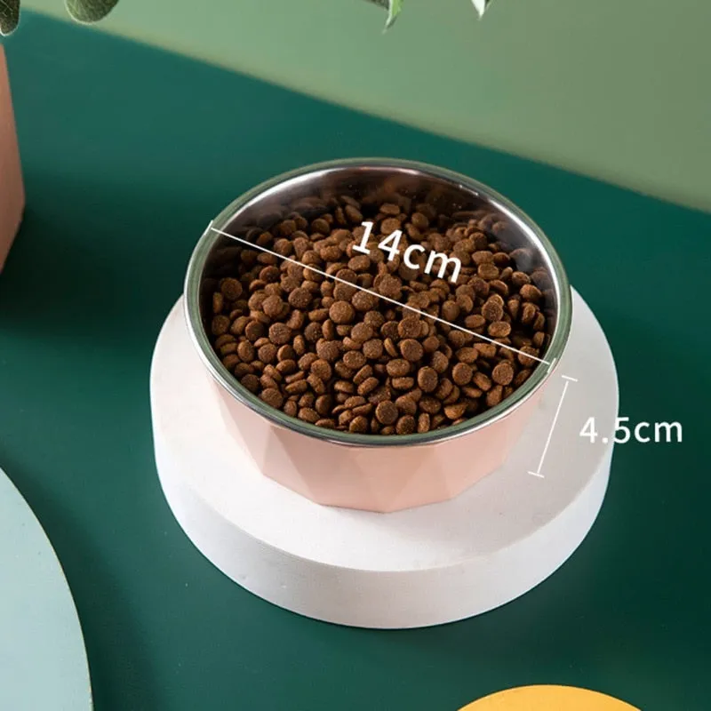 High Foot Pet Bowl Stainless Steel Neck Protector Cat Dog Feeder Drinker NEW