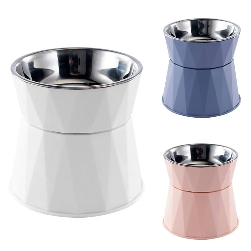 High Foot Pet Bowl Stainless Steel Neck Protector Cat Dog Feeder Drinker NEW