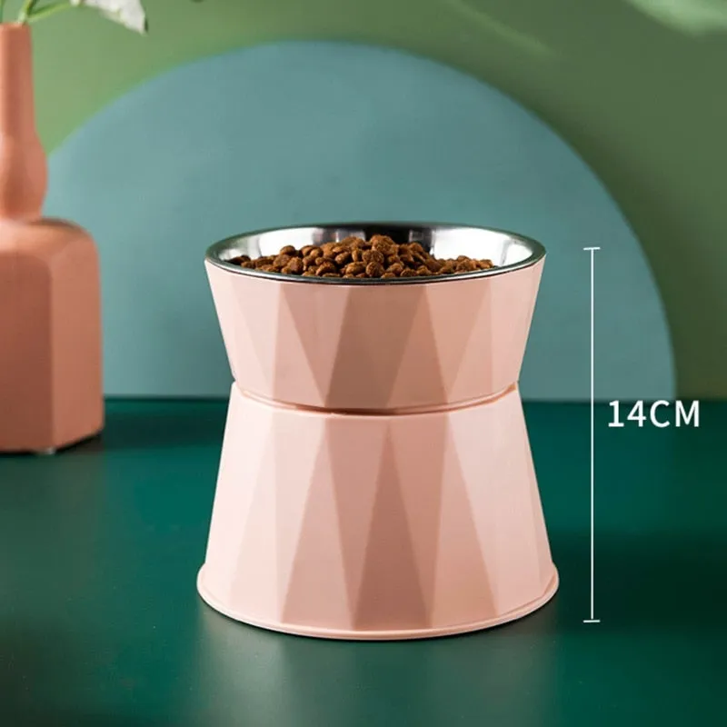 High Foot Pet Bowl Stainless Steel Neck Protector Cat Dog Feeder Drinker NEW