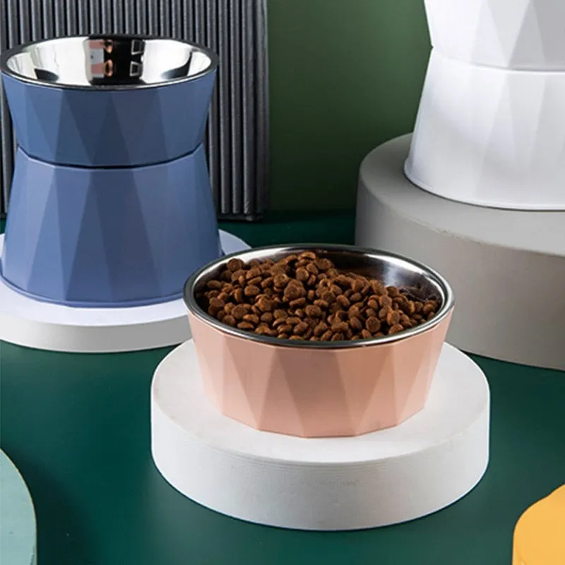 High Foot Pet Bowl Stainless Steel Neck Protector Cat Dog Feeder Drinker NEW