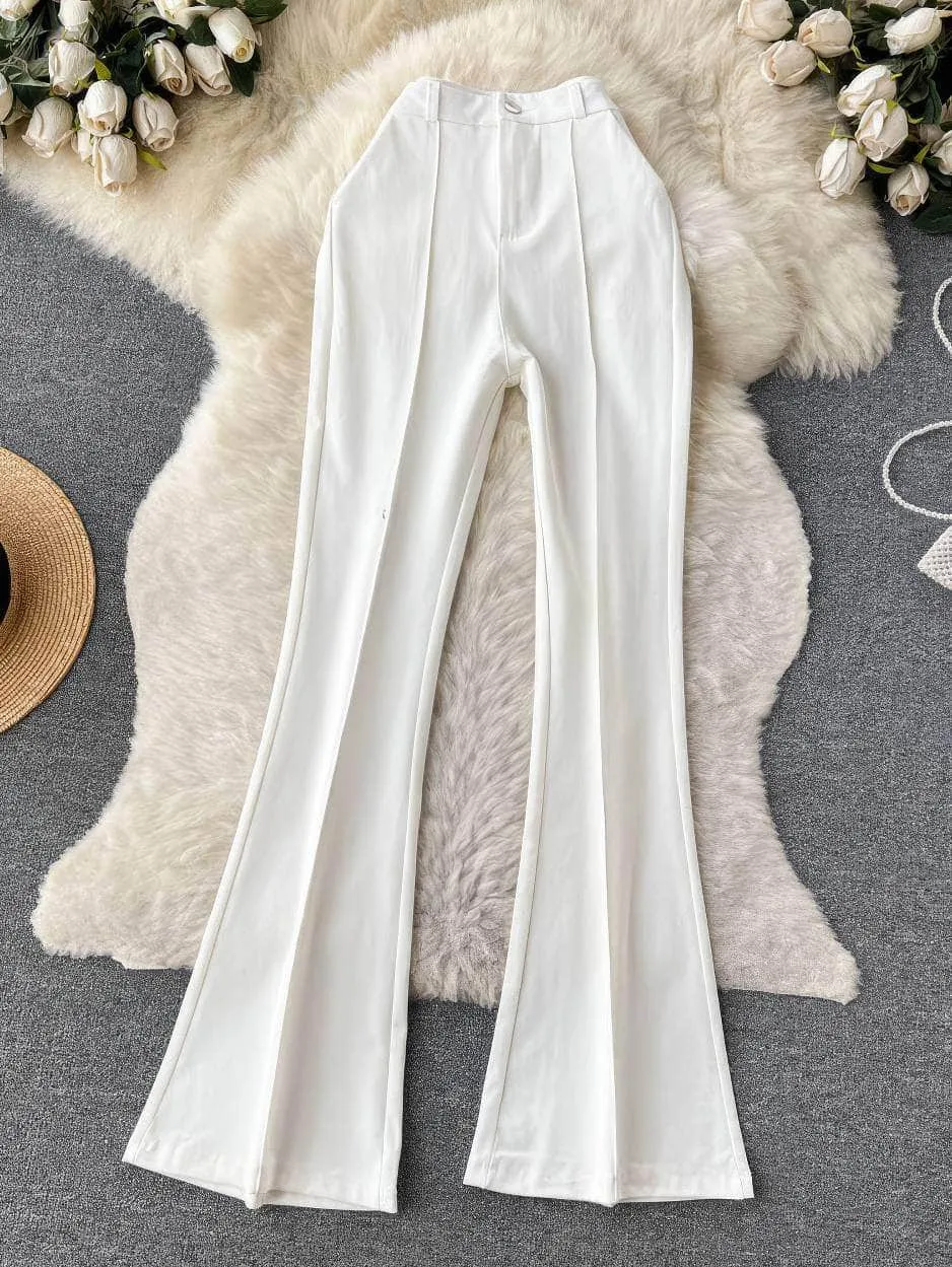 High Waist Pleated Seam Detailed Wide Leg Pants