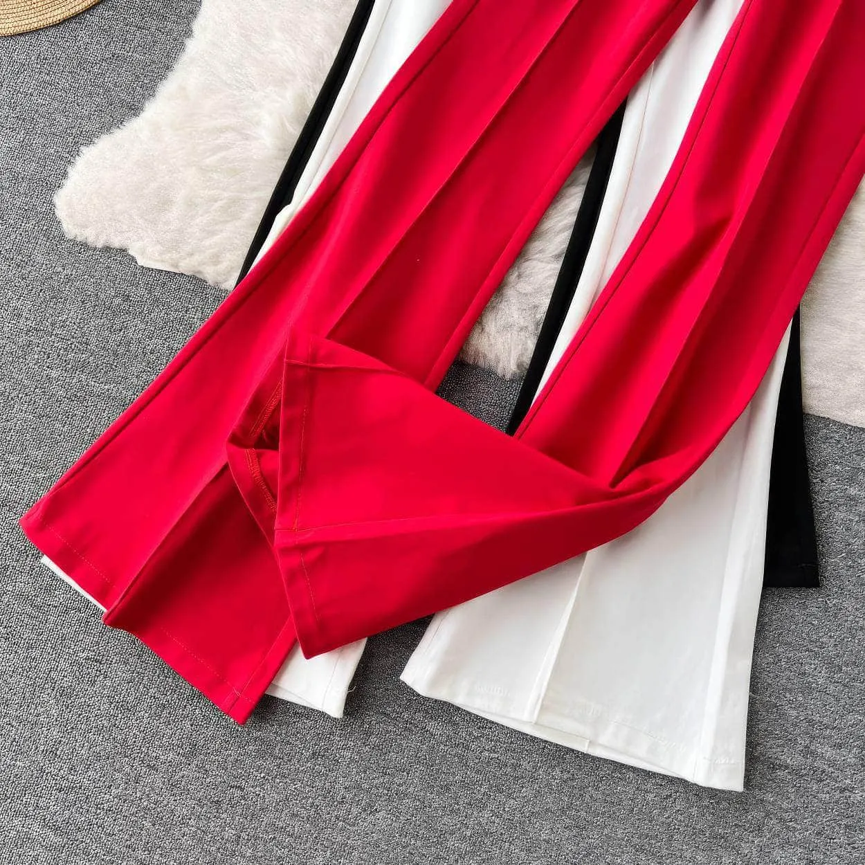 High Waist Pleated Seam Detailed Wide Leg Pants