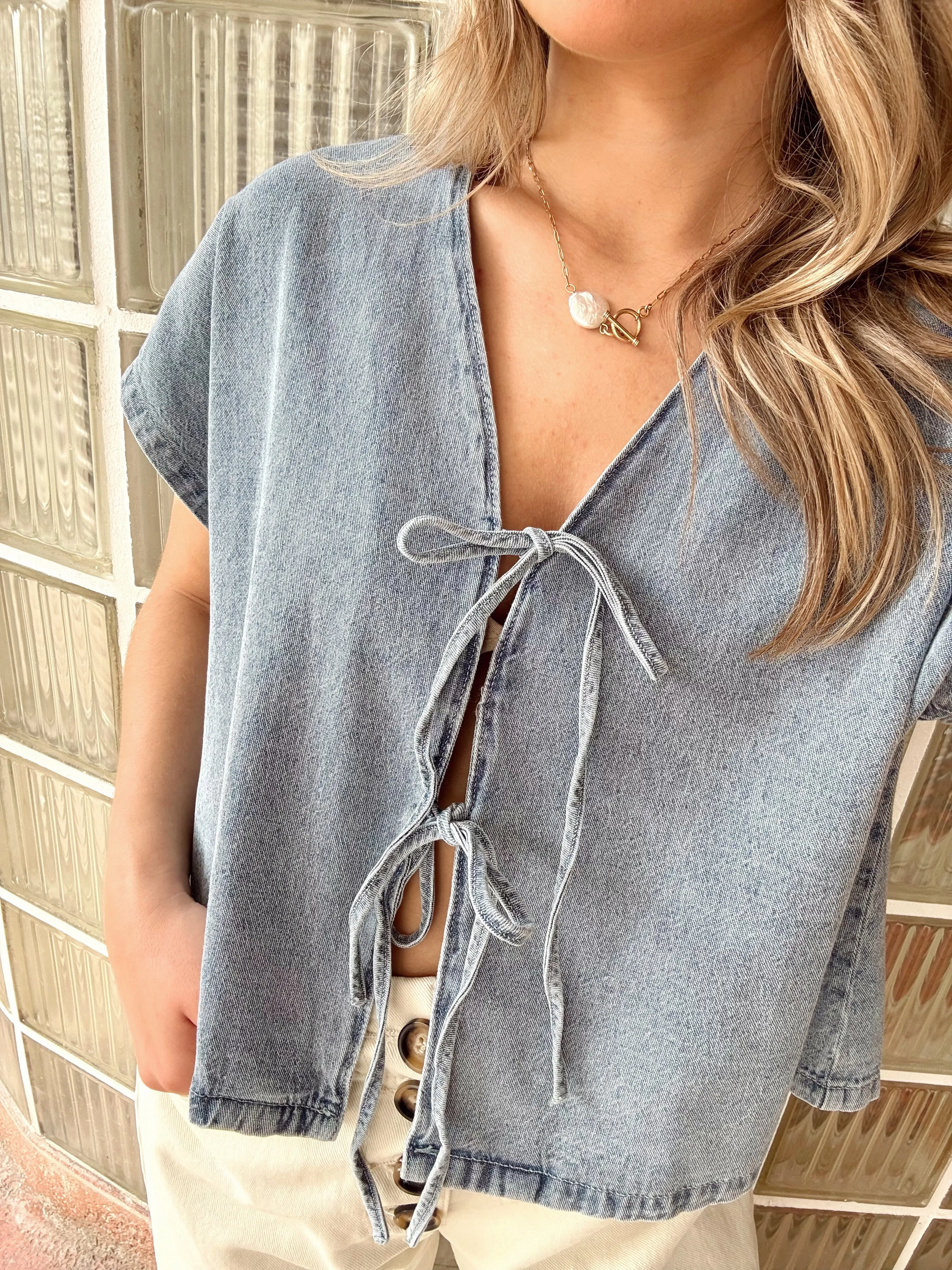 Hold On To Me Blouse- Denim