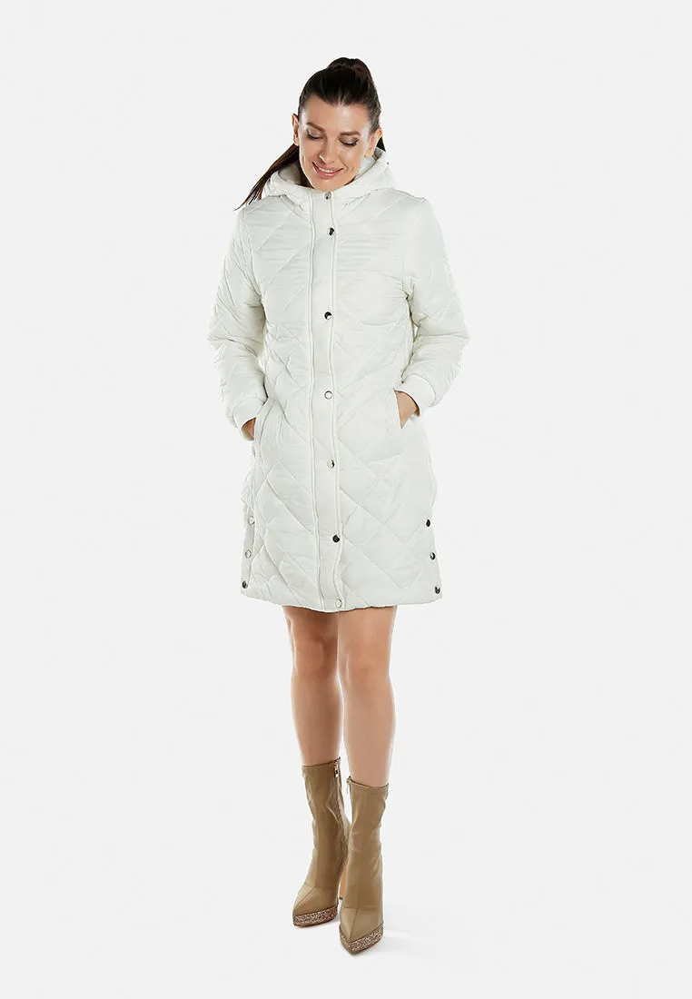 Hooded Longline Quilted Jacket by RUW