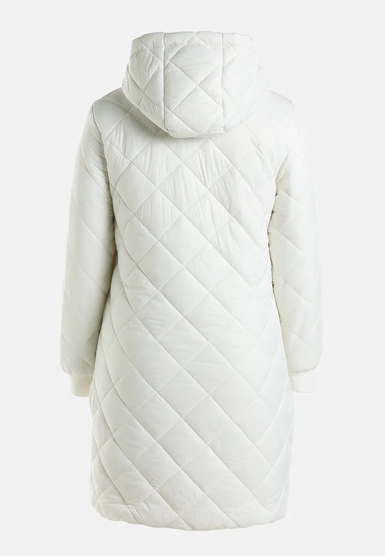 Hooded Longline Quilted Jacket by RUW