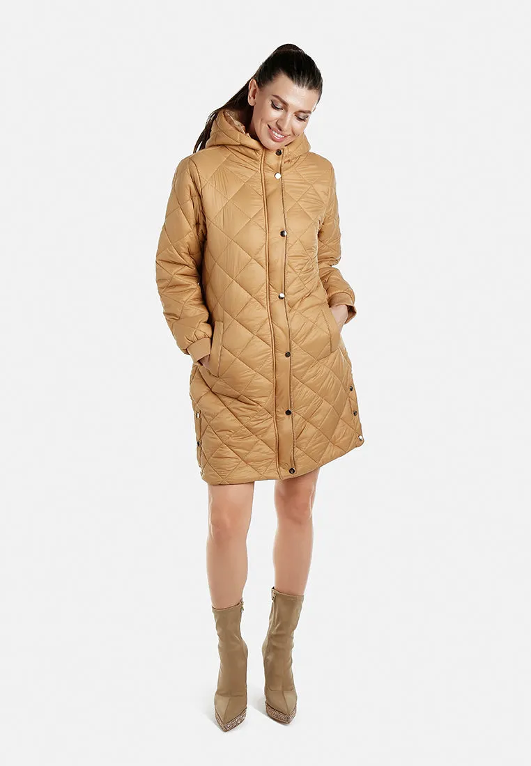 Hooded Longline Quilted Jacket by RUW