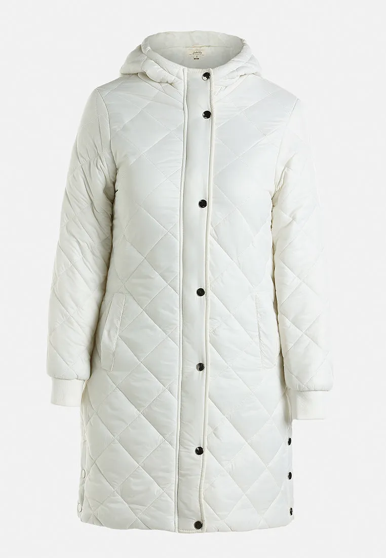 Hooded Longline Quilted Jacket by RUW