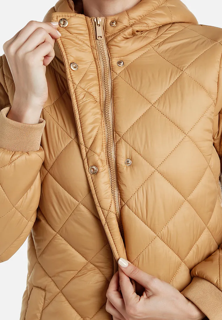 Hooded Longline Quilted Jacket by RUW