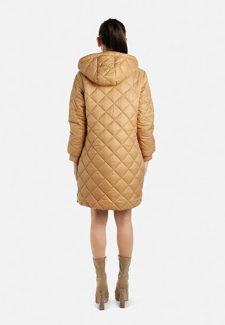 Hooded Longline Quilted Jacket by RUW