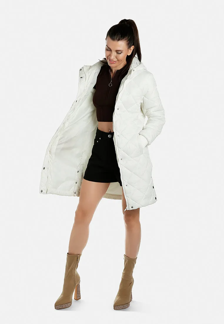 Hooded Longline Quilted Jacket by RUW
