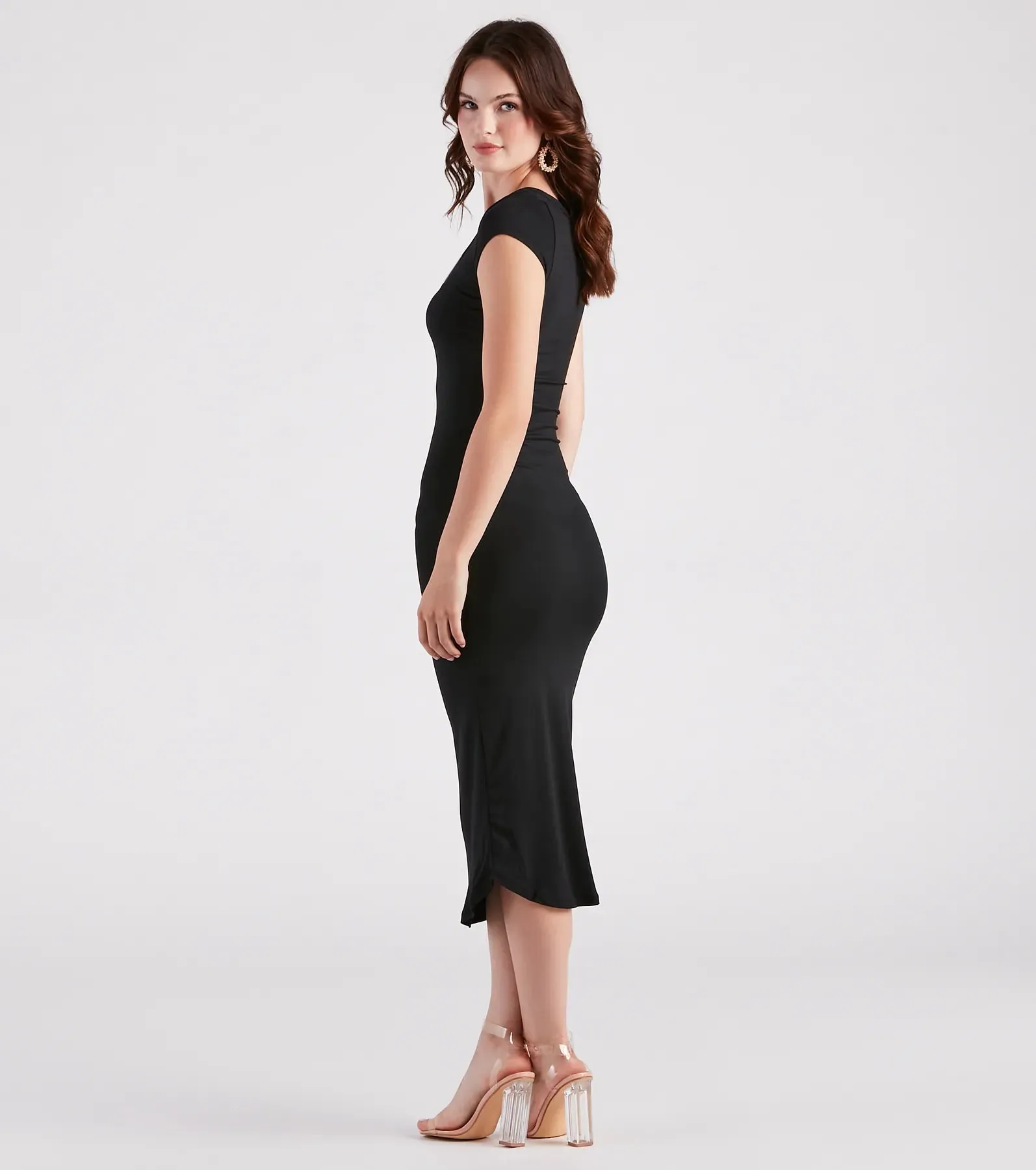 Iconic Basic Cap Sleeve Midi Dress