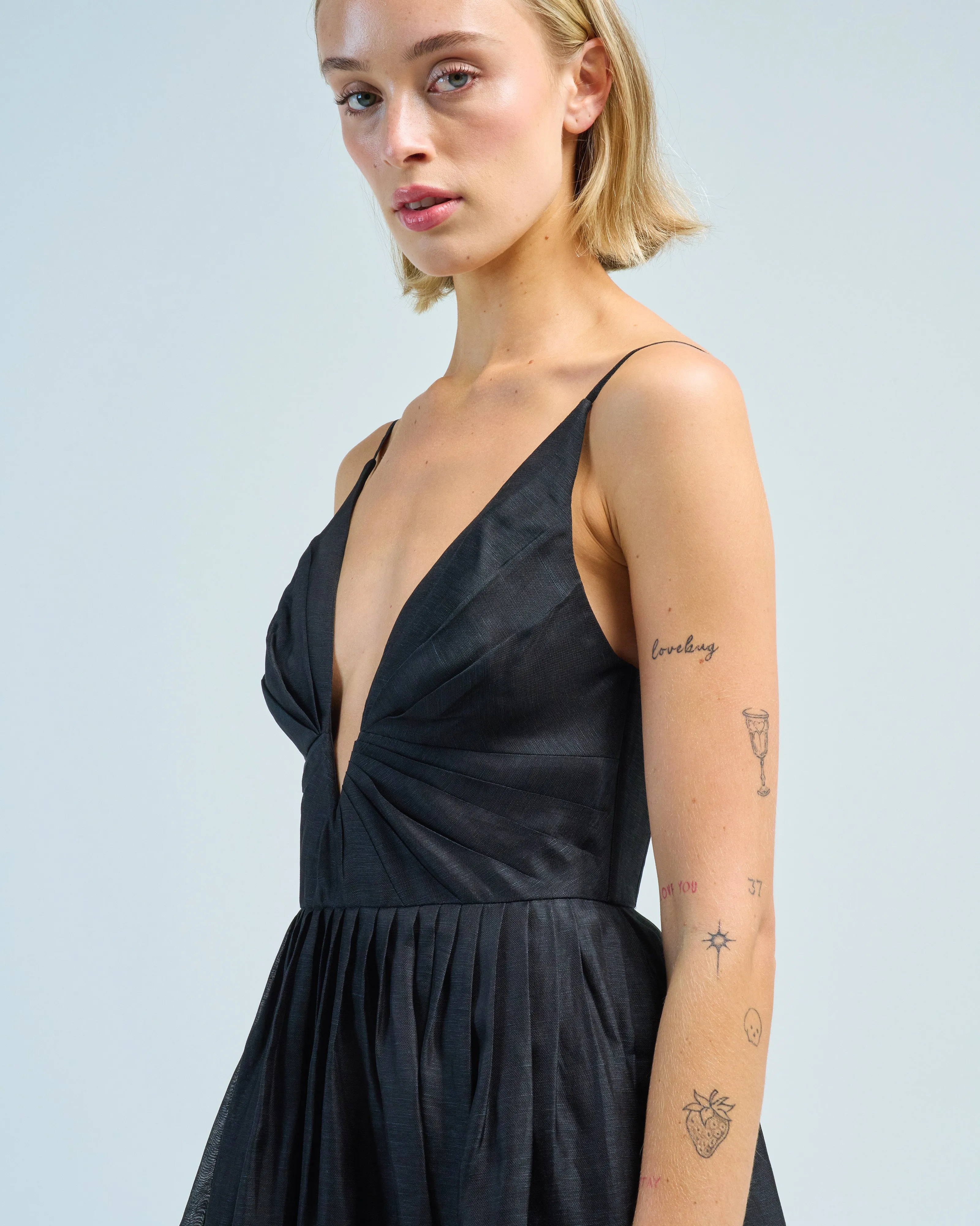 illustration v neck midi dress