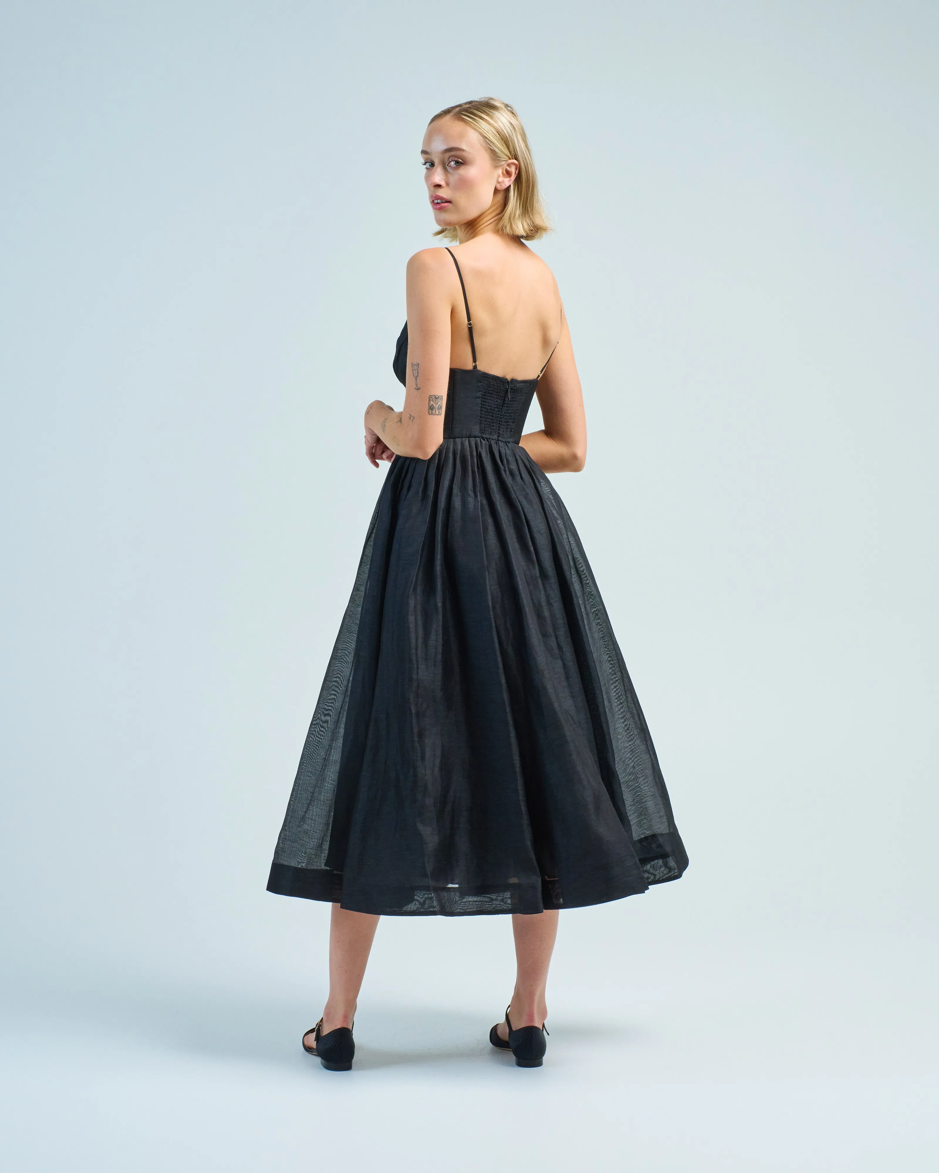illustration v neck midi dress