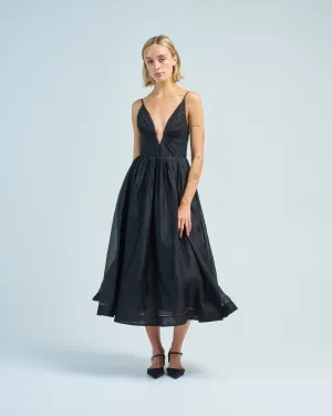 illustration v neck midi dress