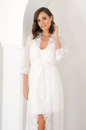 Iris Lace Trim Maxi Bridal Robe - Includes Slip