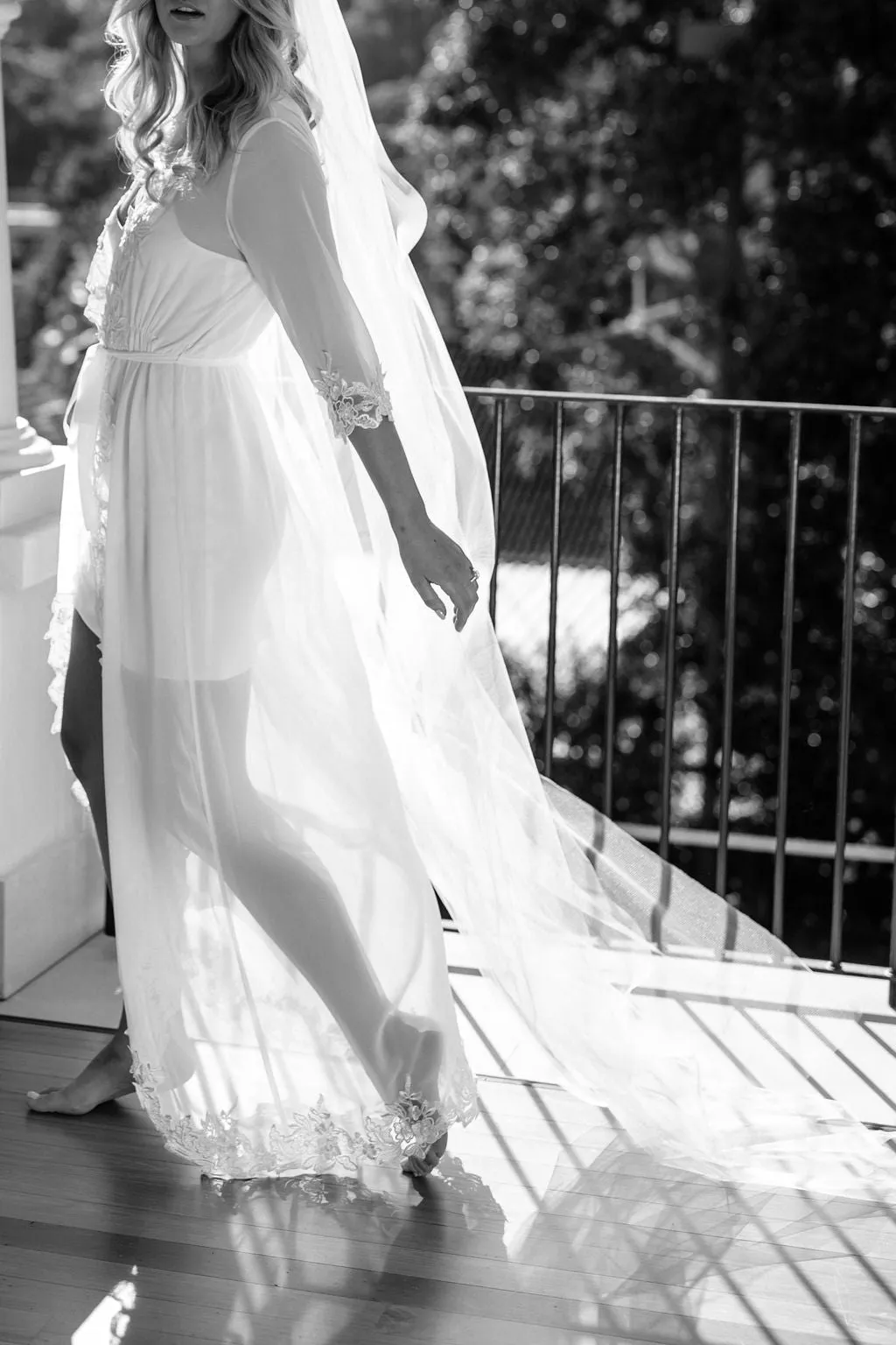Iris Lace Trim Maxi Bridal Robe - Includes Slip