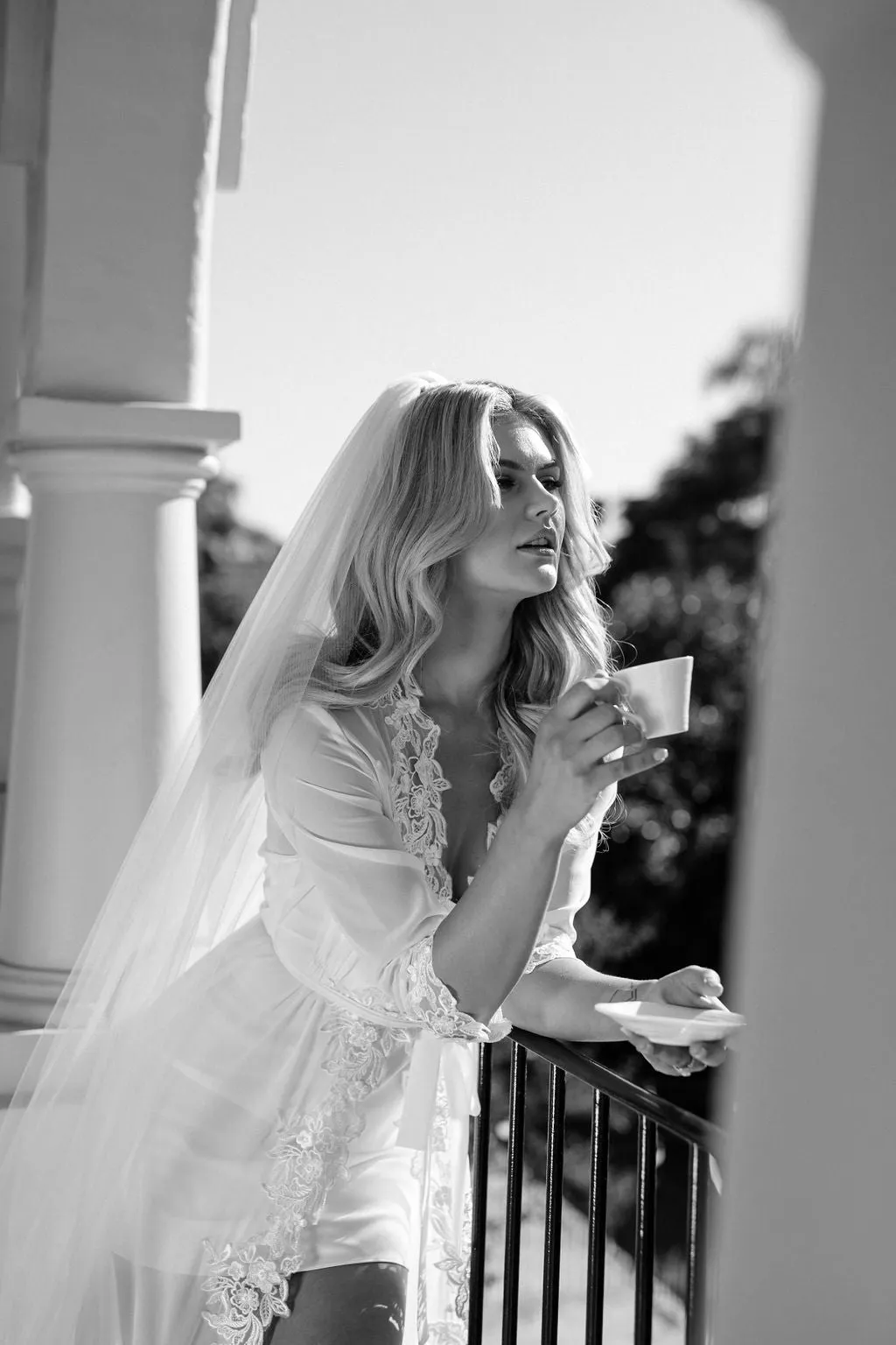 Iris Lace Trim Maxi Bridal Robe - Includes Slip