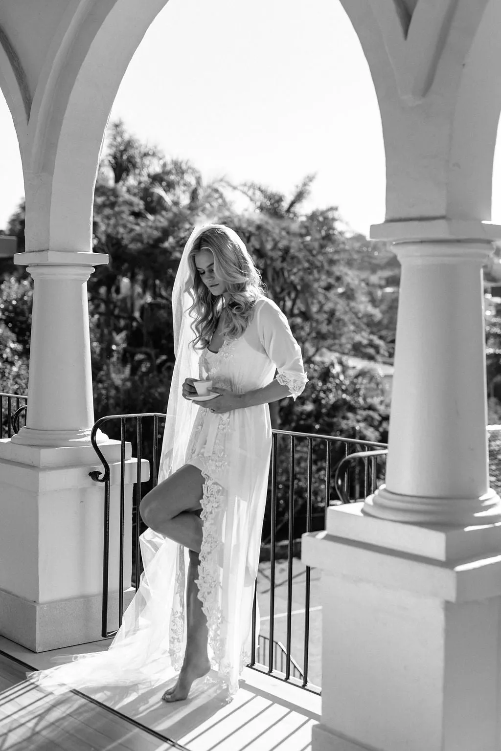 Iris Lace Trim Maxi Bridal Robe - Includes Slip