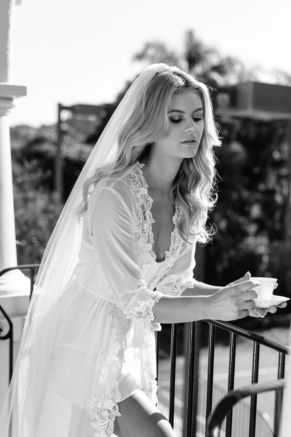 Iris Lace Trim Maxi Bridal Robe - Includes Slip