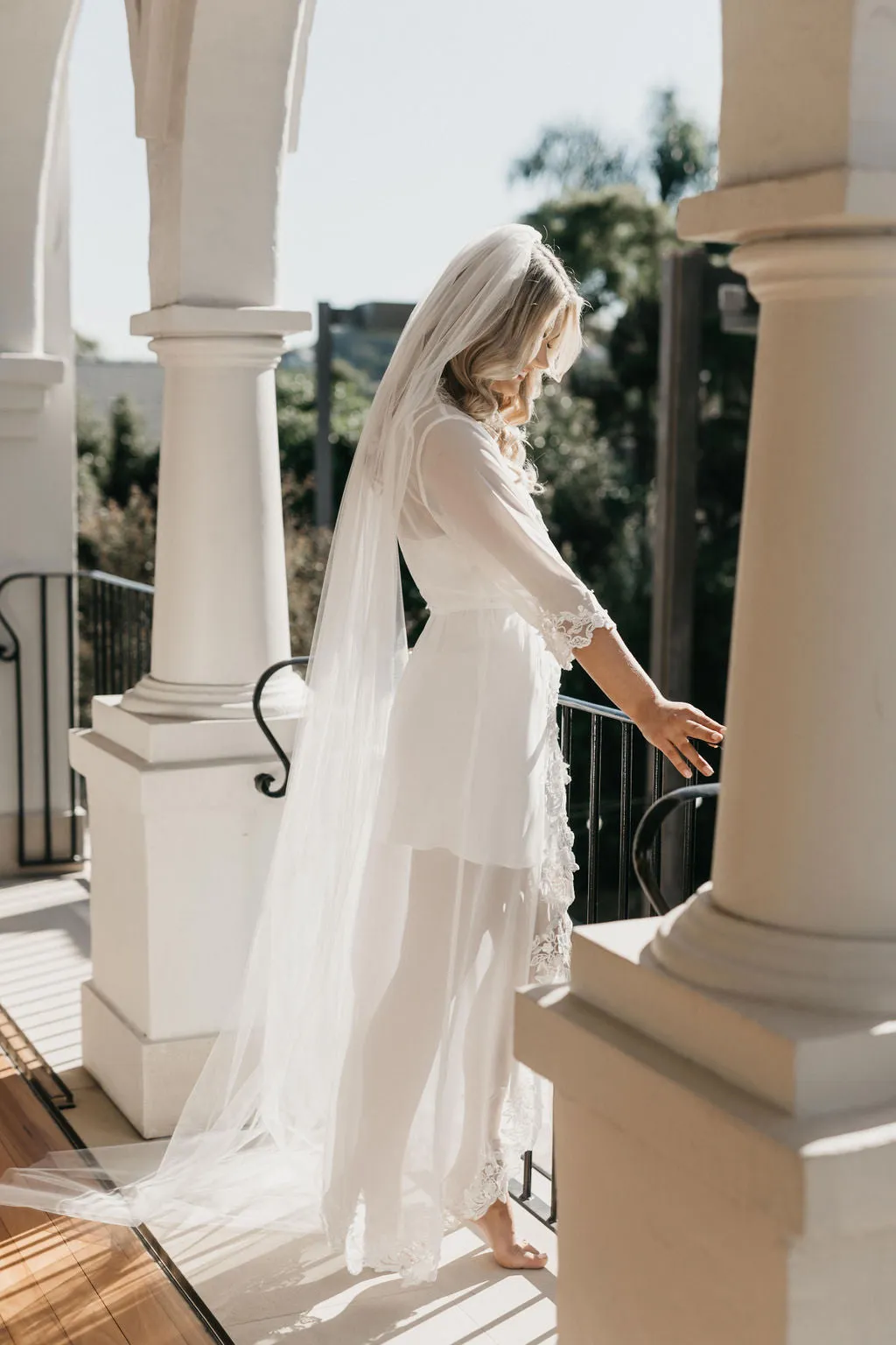 Iris Lace Trim Maxi Bridal Robe - Includes Slip
