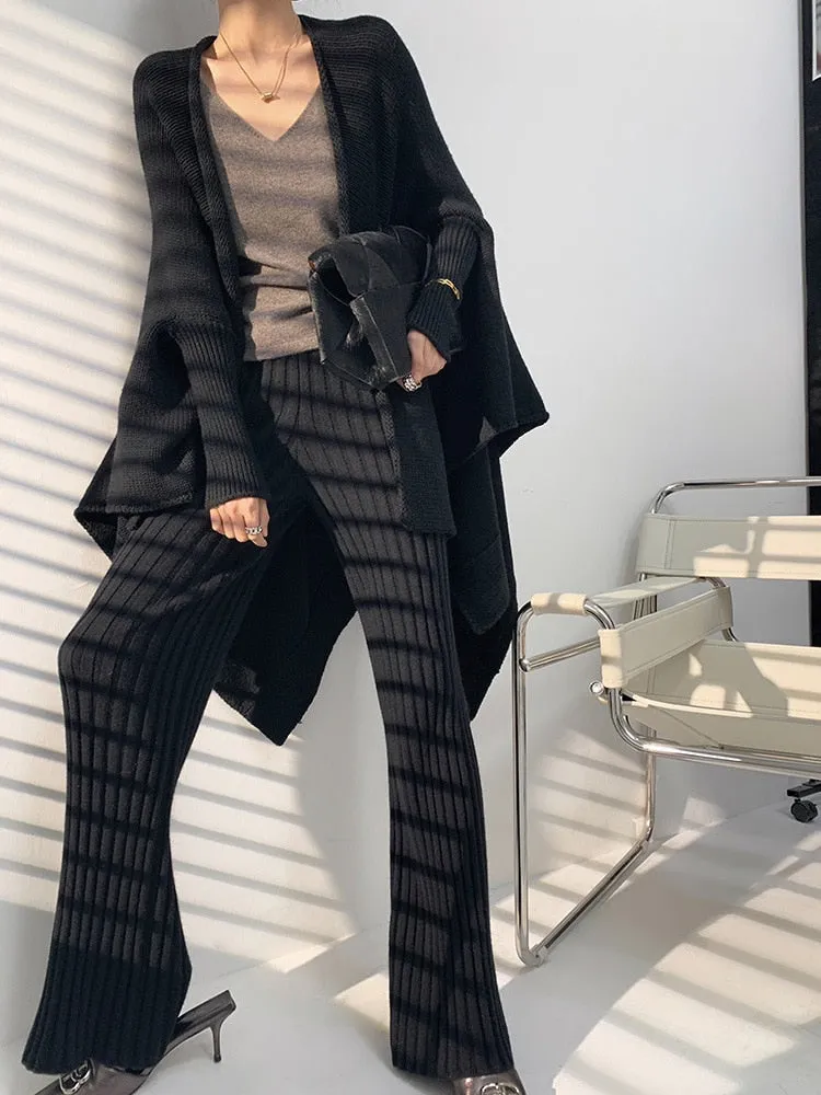 JazzHer Calendre Knit Wide Leg Pants