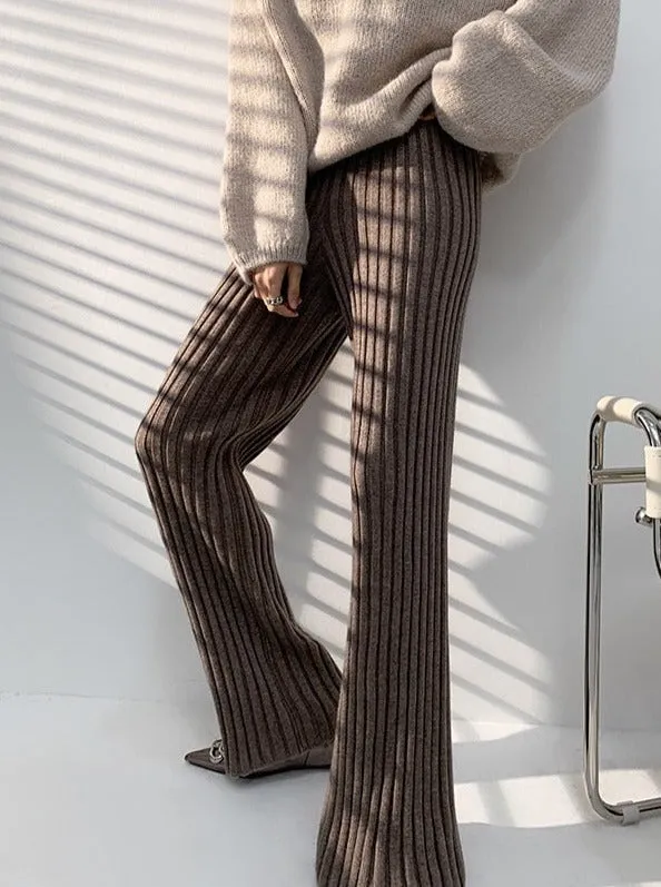 JazzHer Calendre Knit Wide Leg Pants