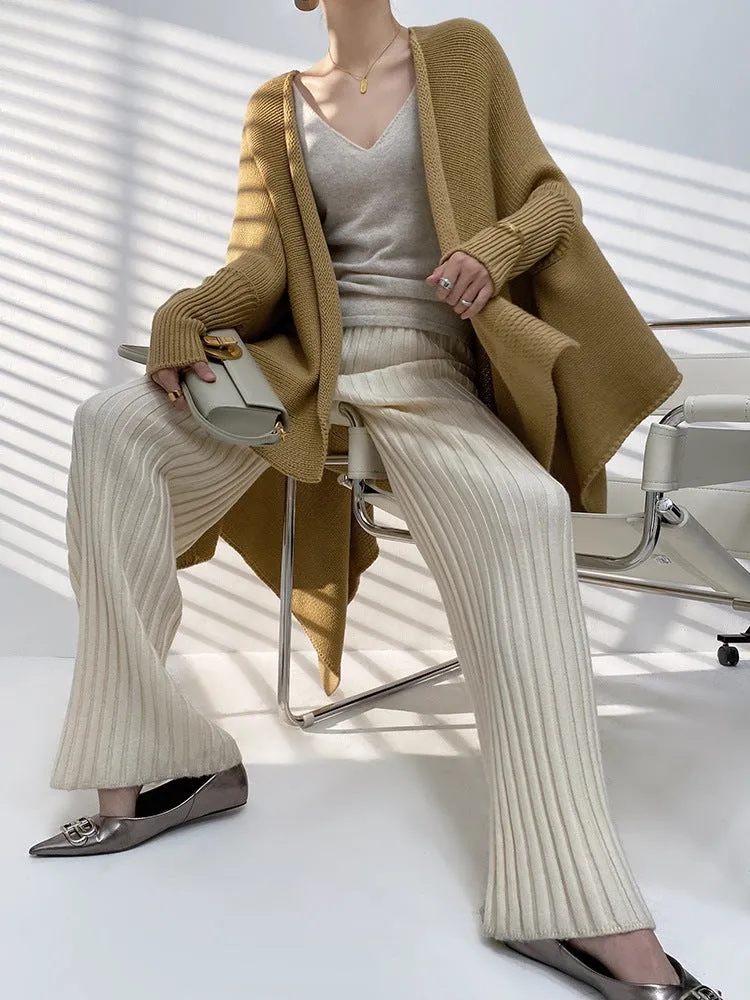 JazzHer Calendre Knit Wide Leg Pants
