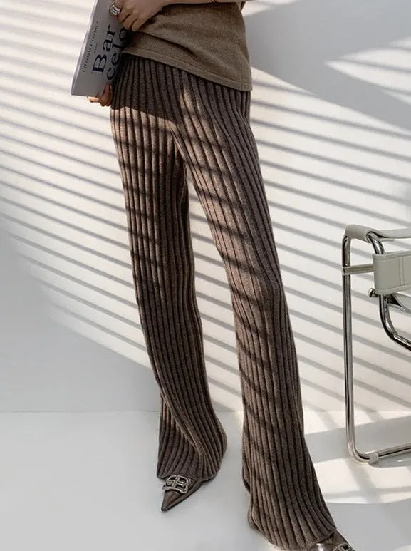 JazzHer Calendre Knit Wide Leg Pants