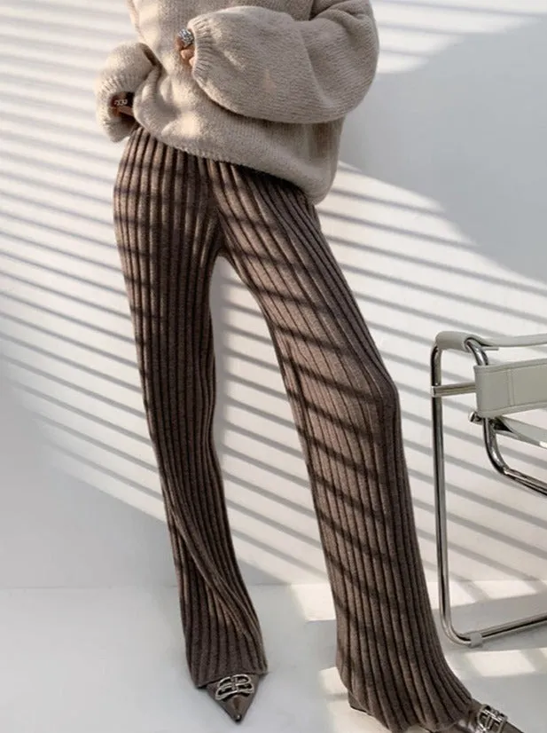 JazzHer Calendre Knit Wide Leg Pants