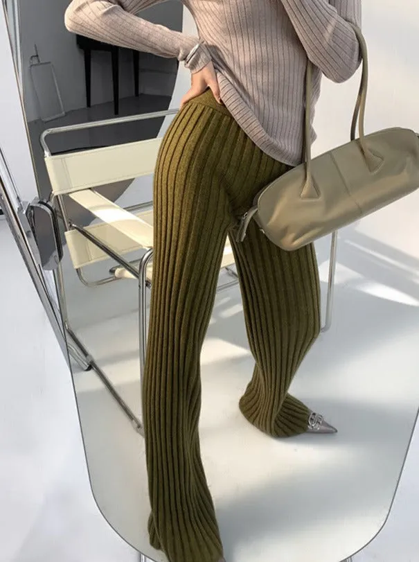 JazzHer Calendre Knit Wide Leg Pants
