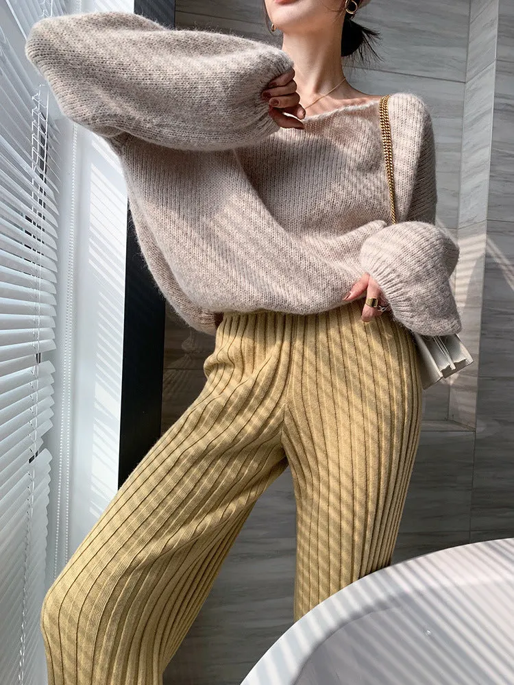 JazzHer Calendre Knit Wide Leg Pants