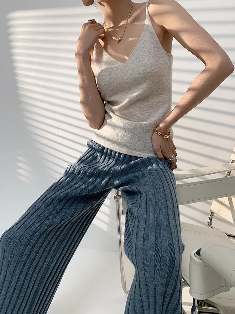 JazzHer Calendre Knit Wide Leg Pants
