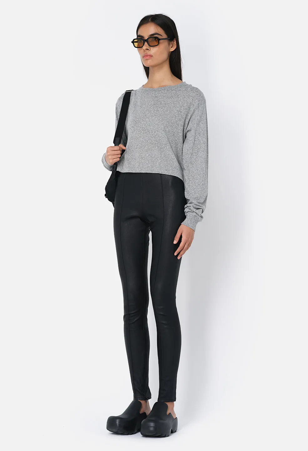 Jersey LS Cropped Tee / Heather Charcoal