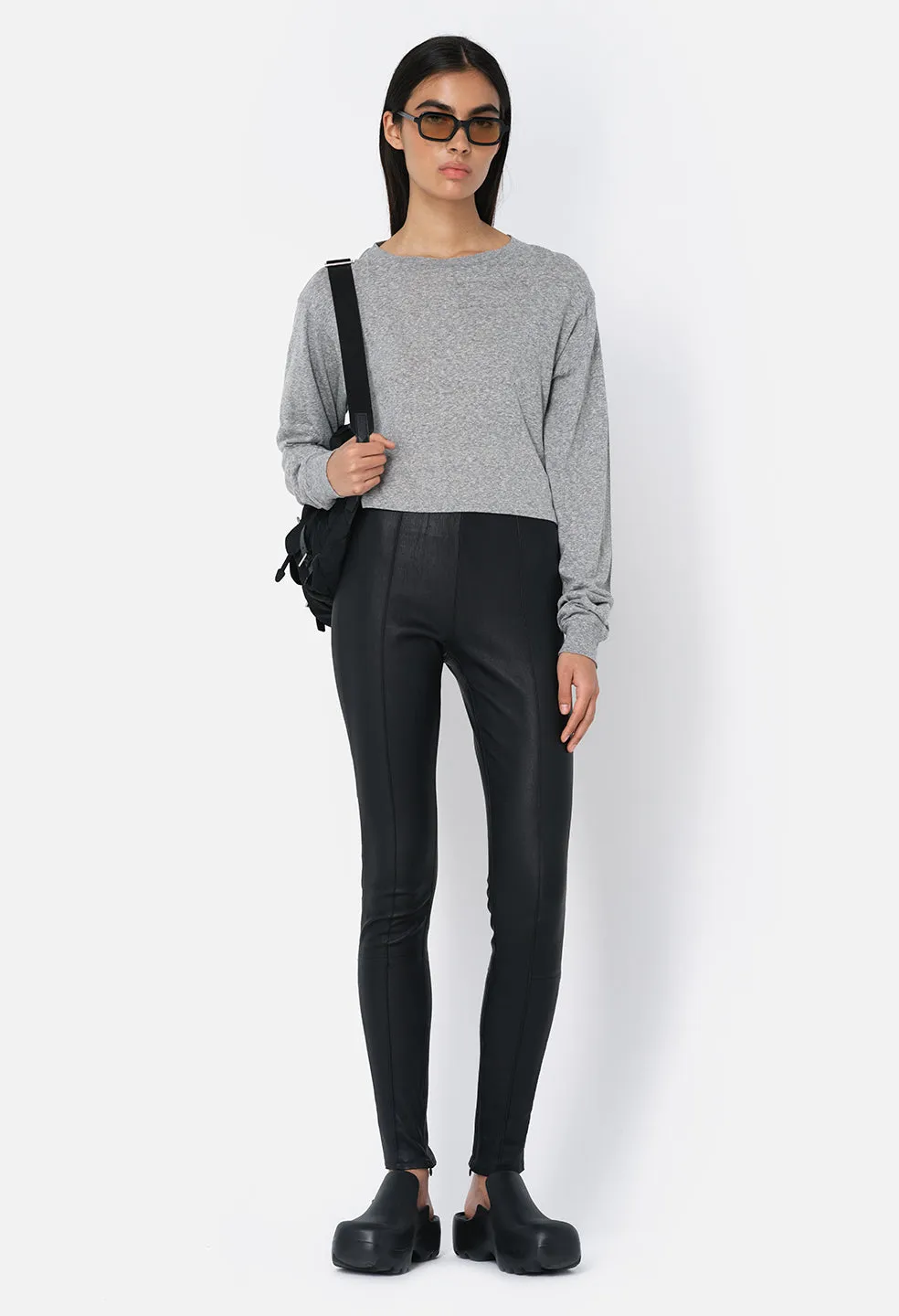 Jersey LS Cropped Tee / Heather Charcoal